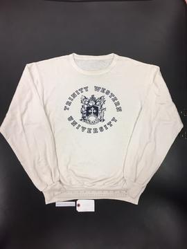 White TWU sweatshirt with navy crest