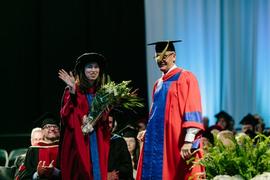 Allyson Jule receiving a teaching award