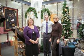 Bookstore staff at Christmas