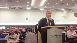 Bob Kuhn addressing a Special General Meeting held by the Law Society of British Columbia (LSBC)