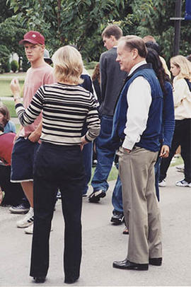 President Neil Snider observing activities, during O-Week