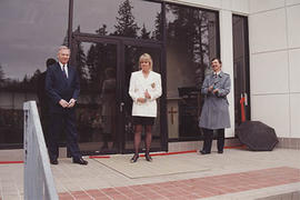 Cutting the ribbon at the dedication of the Neufeld Science Centre