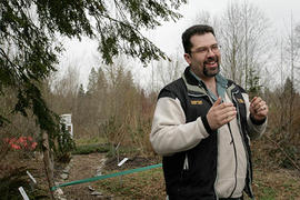 Chris Hall speaking during the opening of the Trillium Native Plant Garden