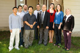 Dead Sea Scrolls Canada Research Chair team posing with Peter Flint