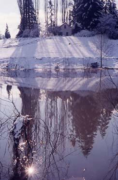 A view of McMillan Lake during winter.