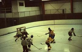 Men's hockey team playing a game.