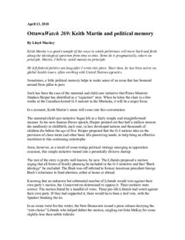 OttawaWatch 269: Keith Martin and political memory.