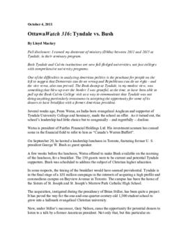 OttawaWatch 316: Tyndale vs. Bush.