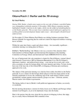 OttawaWatch 1: Darfur and the 3D strategy.