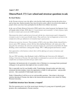 OttawaWatch 373: Law school and streetcar questions to ask.