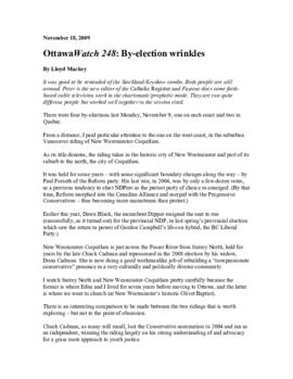 OttawaWatch 248: By-election wrinkles.