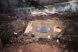 The mouth of a culvert for the library