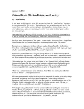 OttawaWatch 331: Small state, small society.