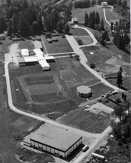 Aerial view of campus grounds