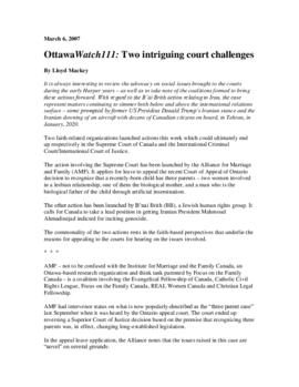 OttawaWatch 111: Two intriguing court challenges.