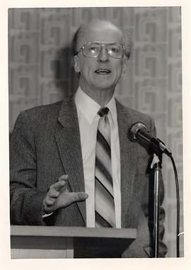 Visitor speaking at podium