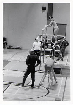 Gymnastics meet in the gym