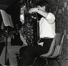 Close-up shot of a student with her instrument