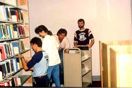 Librarian Rick Wiebe supervising students