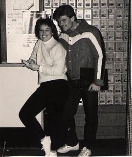 Students in the Douglas Hall mailroom