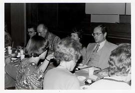 Staff and faculty at a banquet