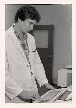 Student in a white lab coat