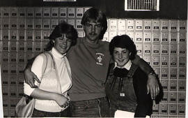 Students in the Douglas Hall mailroom