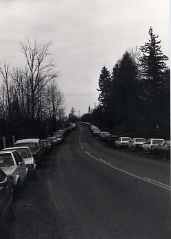 Cars parked along Glover Road