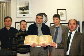 Religious Studies faculty with the Codex Vaticanus