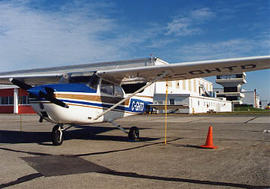 TWU airplane tied down at the Abbotsford Airport