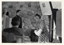 Students presenting a drama in the chapel.