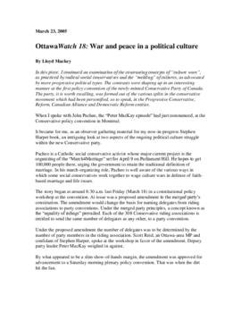 OttawaWatch 18: War and peace in a political culture.