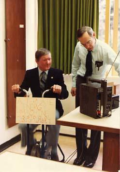 Instructor demonstrating an experiment