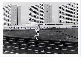 Relay race during a practice session at Minoru Park