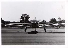 An airplane idling on the ground