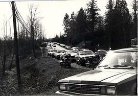 Cars parked along Glover Road