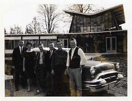 Music ensemble posing outside