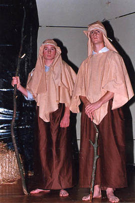 Dave Hammermaster and Gord Neilson as shepherds in the Christmas play