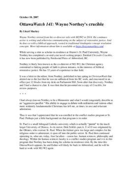 OttawaWatch 141: Wayne Northey's crucible.