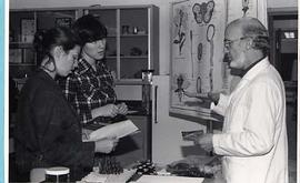 Instructor explaining a biology lab to students