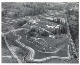 Aerial view of campus grounds