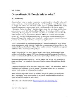 OttawaWatch 36: Deeply held or what?