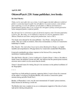 OttawaWatch 220: Same publisher, two books.