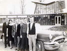 Music ensemble posing outside