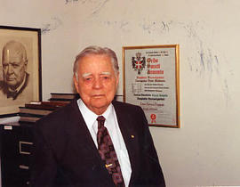 Robert N. Thompson in his office in the Archives