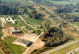 Aerial view of campus grounds