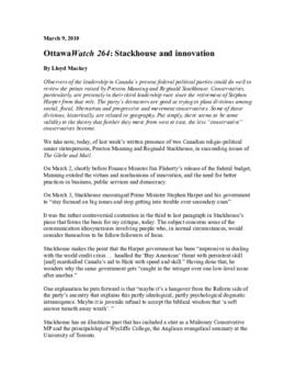 OttawaWatch 264: Stackhouse and innovation.