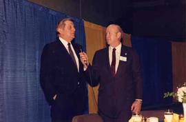 Benno Friesen, Member of Parliament (Whiterock-Surrey-Delta, BC-PC, 1974-93) addressing the guests