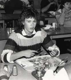 Dawn Snider eating in the cafeteria