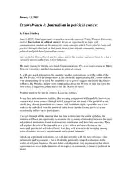 OttawaWatch 8: Journalism in political context.